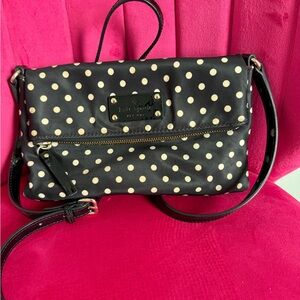 kate spade Black with Cream Polka Dot Crossbody Bag